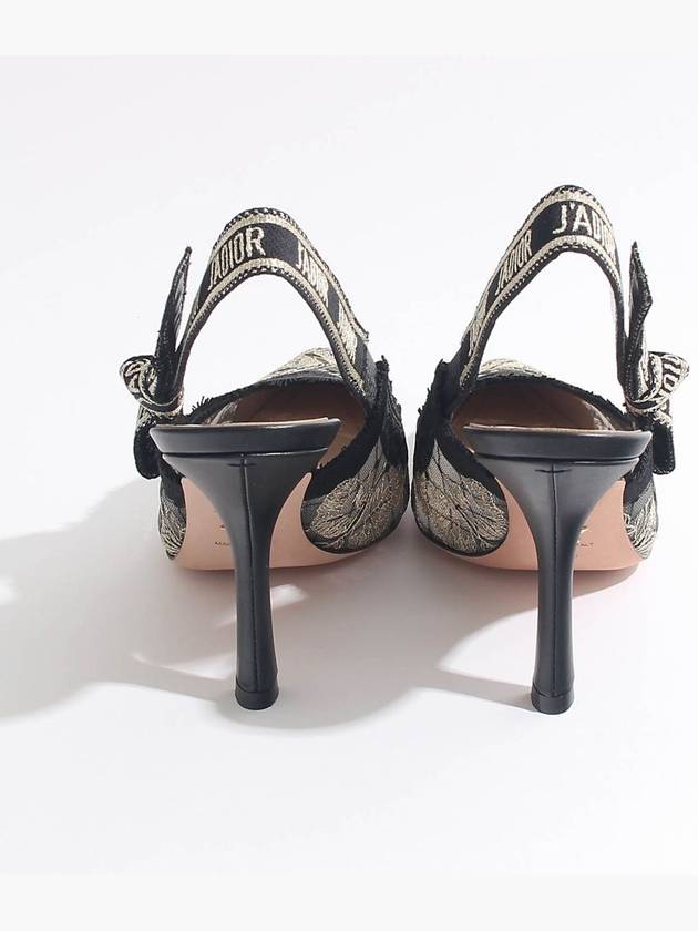 J'adior Butterfly Motif Metallic Thread Slingback Heels Black - DIOR - BALAAN 5