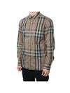 Men's Nelson Check Pattern Long Sleeve Shirt Beige - BURBERRY - BALAAN 8