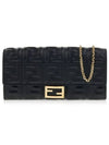 Baguette Chain Leather Cross Black - FENDI - BALAAN.