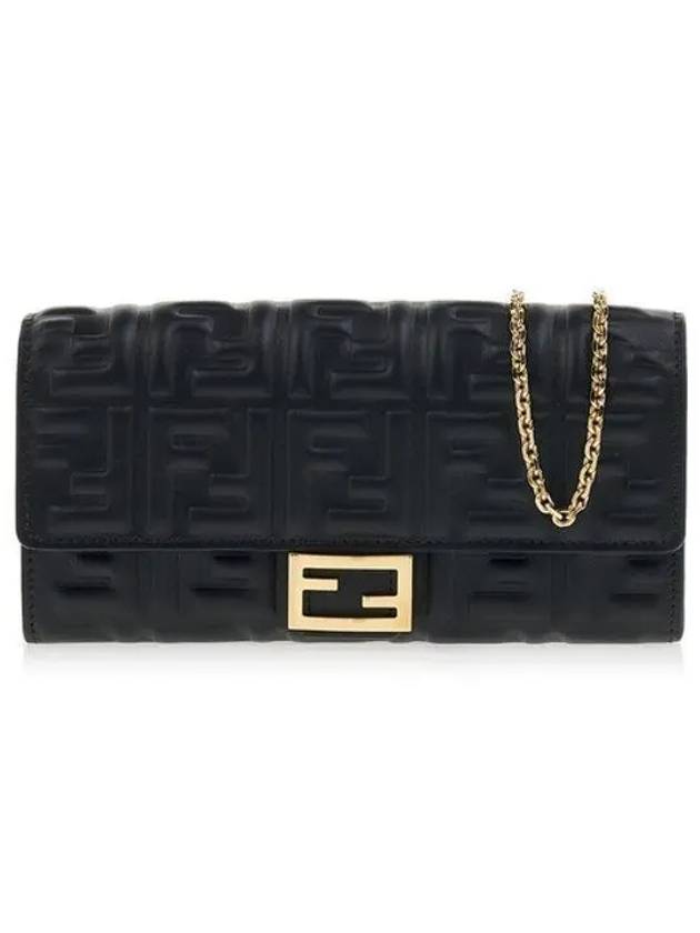 Baguette Chain Leather Cross Black - FENDI - BALAAN.