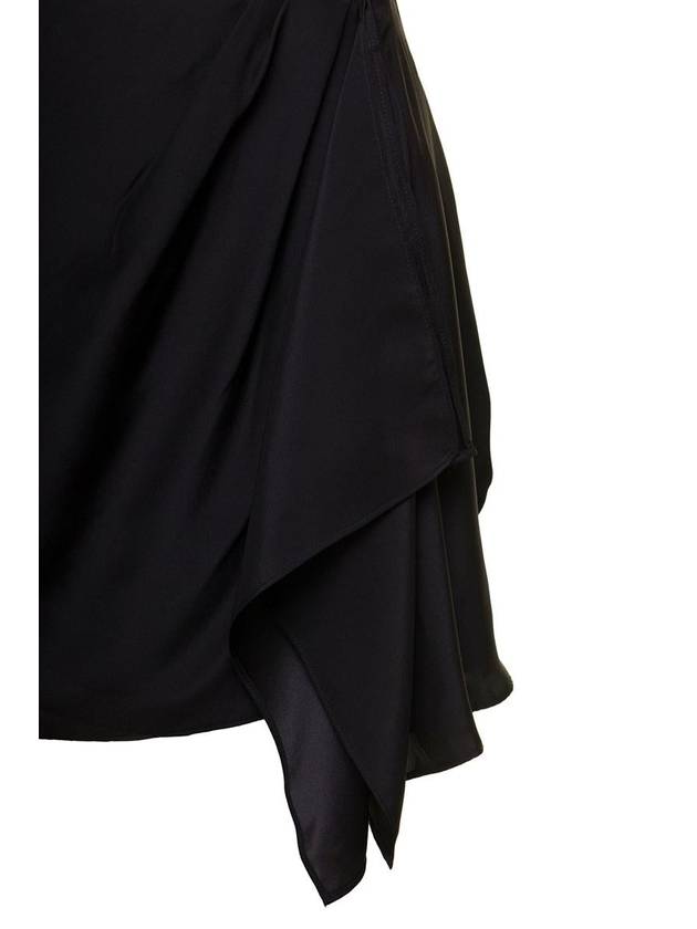 'Anjo' Black Miniskirt With Dramatic Side Draping Detail In Silk Woman Gauge81 - GAUGE81 - BALAAN 3