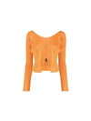 La Maille Pralu Longue Micro Charm Logo Cardigan Light Orange - JACQUEMUS - BALAAN 2