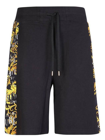 Jeans Couture Side Logo Print Sweat Shorts Black Gold - VERSACE - BALAAN 1