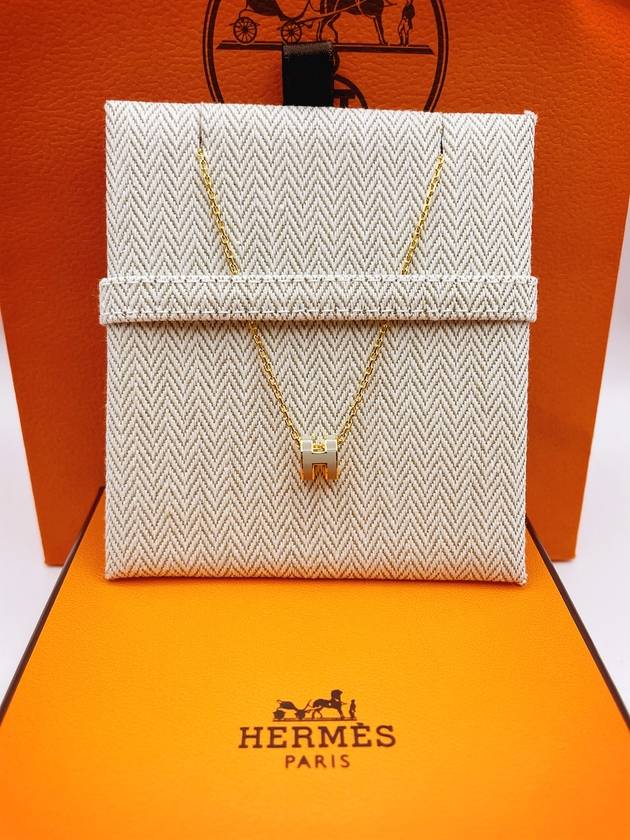 Mini Pop H Pendant Necklace Gold Marron Glace - HERMES - BALAAN 5