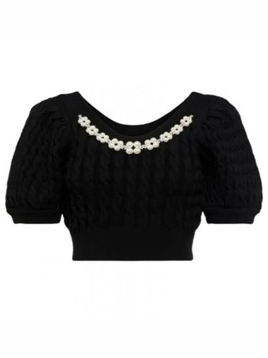 Cropped cable knit sweater black HMK21CB0624 - SIMONE ROCHA - BALAAN 1