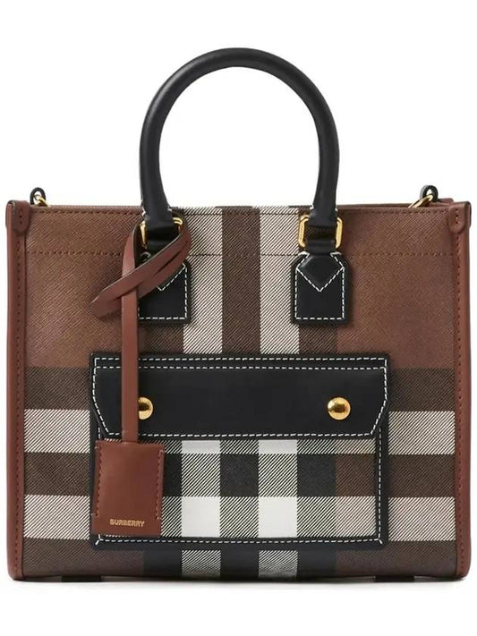 Tartan Check Freya Mini Tote Bag Brown - BURBERRY - BALAAN 1