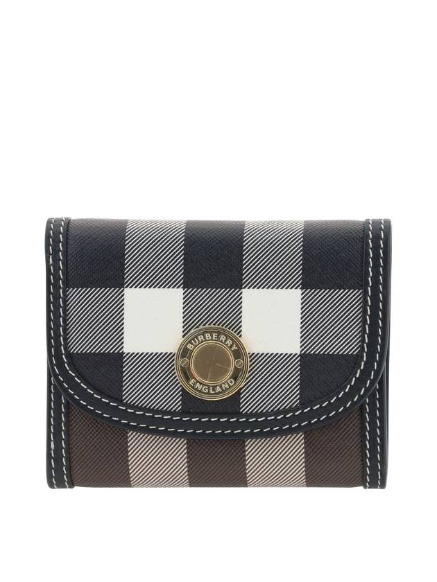 Check Print Leather Half Wallet Brown - BURBERRY - BALAAN 2