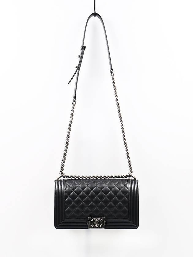 Boy Medium Caviar Cross Bag Ruthenium Metal Black - CHANEL - BALAAN 9