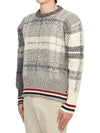 Tartan Check Jacquard Wool Mohair Knit Top Grey - THOM BROWNE - BALAAN 3