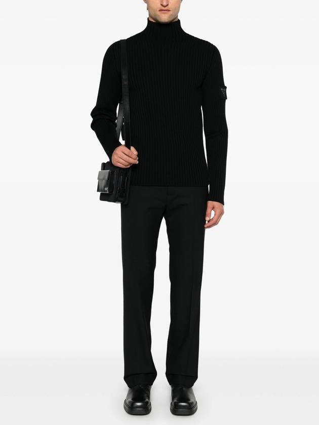 Knit logo patch wool mock turtleneck black - PRADA - BALAAN 3