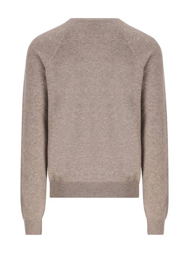 Cassandre crew neck long sleeve knit top beige - SAINT LAURENT - BALAAN 3