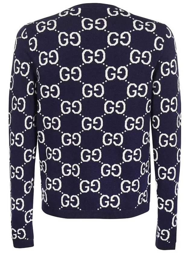 GG Wool Jacquard Knit Top Blue - GUCCI - BALAAN 4