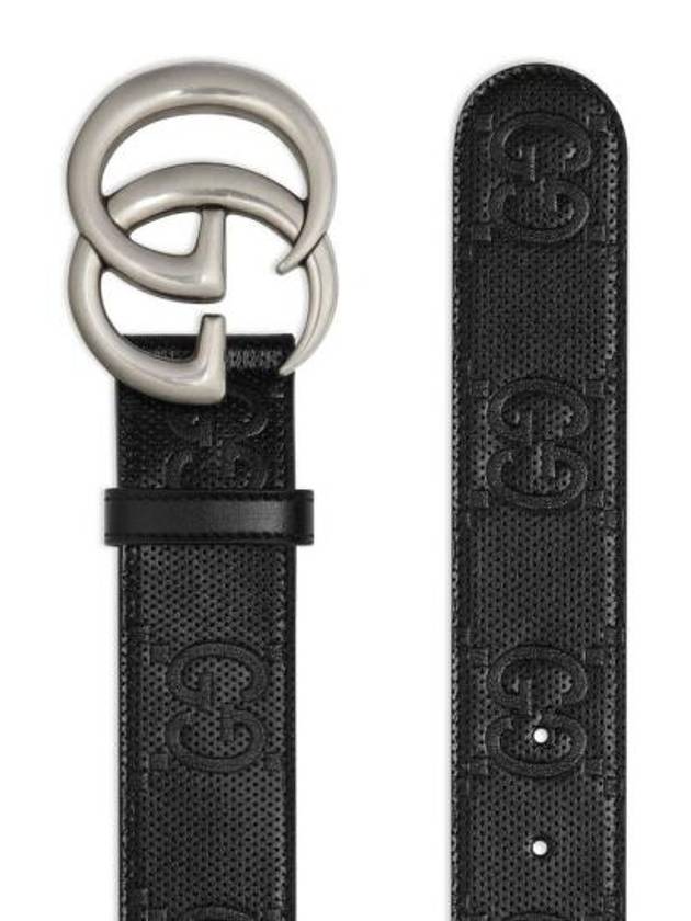 GG Marmont Emboss Leather Belt Black - GUCCI - BALAAN 3