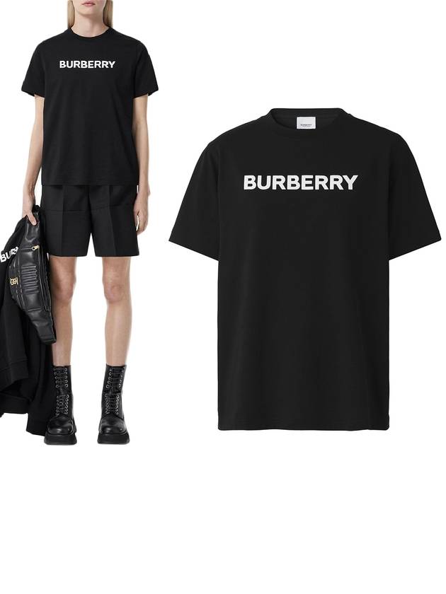 Logo Print Crew Neck Cotton Short Sleeve T-Shirt Black - BURBERRY - BALAAN 2