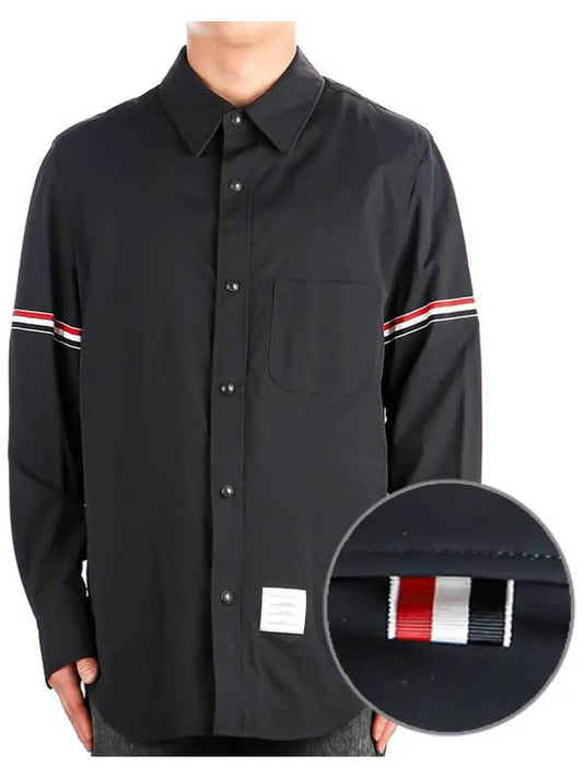 Three Stripes Armband Nylon Long Sleeve Shirt Navy - THOM BROWNE - BALAAN 2