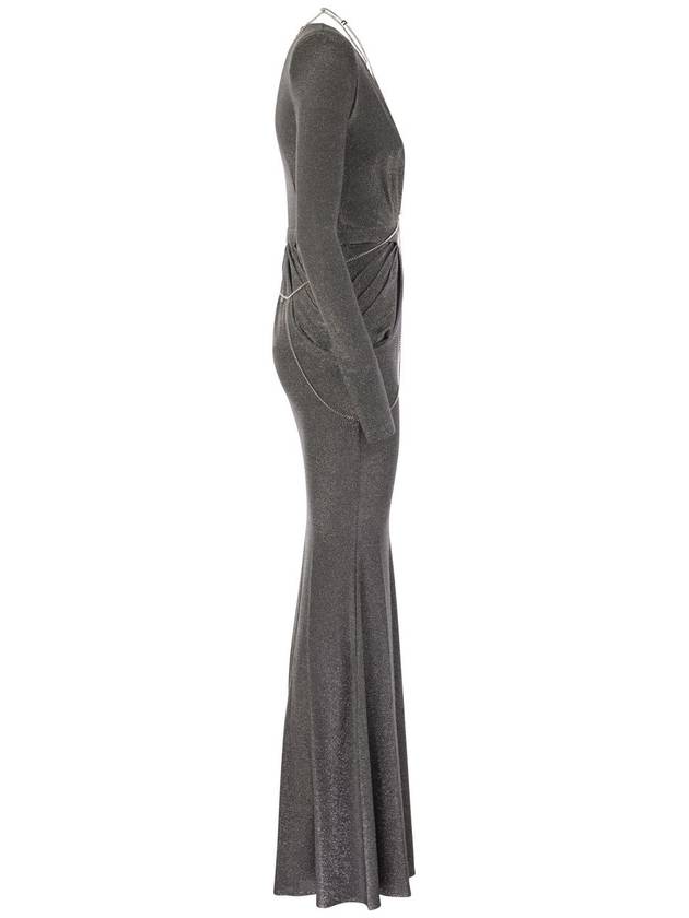 Red carpet dress in lurex jersey with body chain - ELISABETTA FRANCHI - BALAAN 3