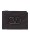 Nylon V Logo Clutch Bag Black - VALENTINO - BALAAN.