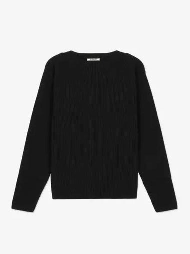 Super hard twist rib boat neck knit black A24SAP03TRBLACK - AURALEE - BALAAN 1