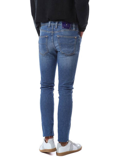 Men's Logo Patch Slim Fit Jeans Light Blue - TRAMAROSSA - BALAAN 1