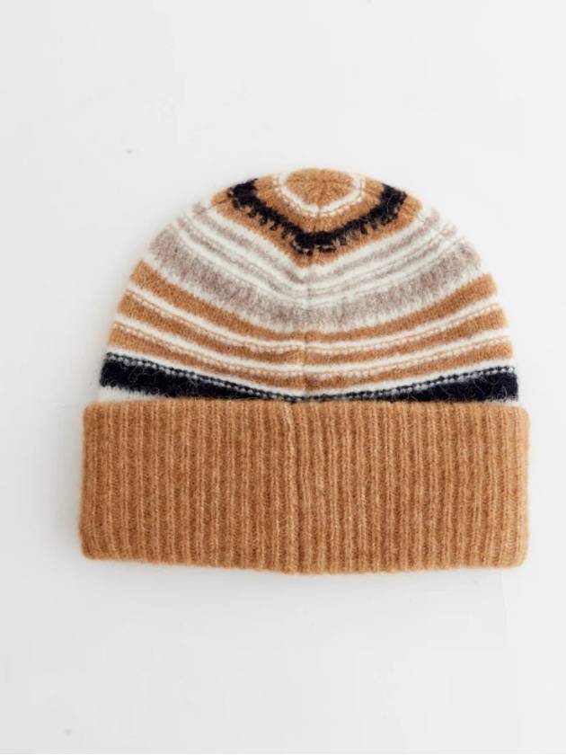 Logo Striped Wool Beanie Brown Women s - GANNI - BALAAN 3