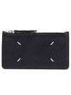 Pebble Leather Stitch Logo Zipper Card Wallet Black - MAISON MARGIELA - BALAAN 2