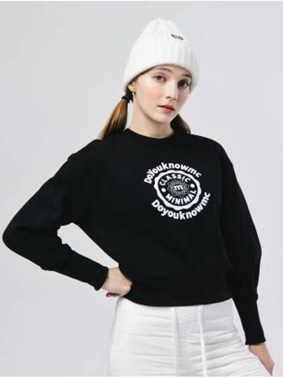 Doyou Know MC Women s Thick inner brushed semi balloon sleeve cropped black sweatshirt shirt DO6232SW13 - DOYOUKNOWMC GOLF WEAR - BALAAN 2