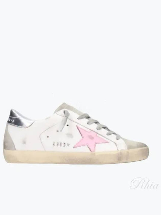 Women's Superstar Silver Heel Tab Pink Star Low Top Sneakers White - GOLDEN GOOSE - BALAAN 2