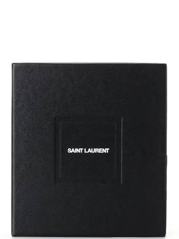 Business Flap in Grain De Poudre Embossed Leather Card Wallet Black - SAINT LAURENT - BALAAN 7