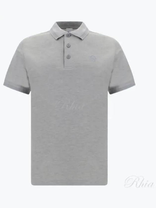 Embroidered Logo Short Sleeve Polo Shirt Grey - BURBERRY - BALAAN 2