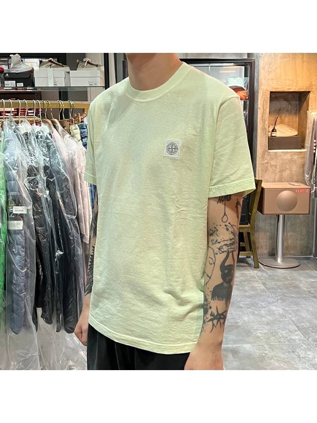 Pisato Effect Logo Patch Short Sleeve T-Shirt Light Green - STONE ISLAND - BALAAN 4