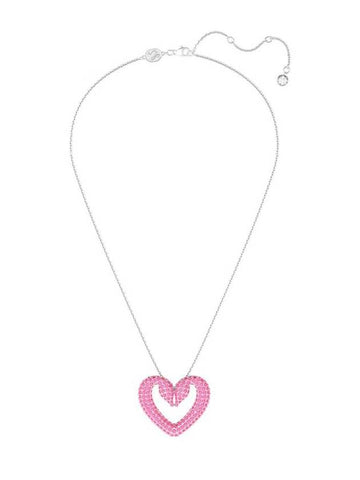 Sublima Swan Heart Pendant Large Necklace Pink Silver - SWAROVSKI - BALAAN 1