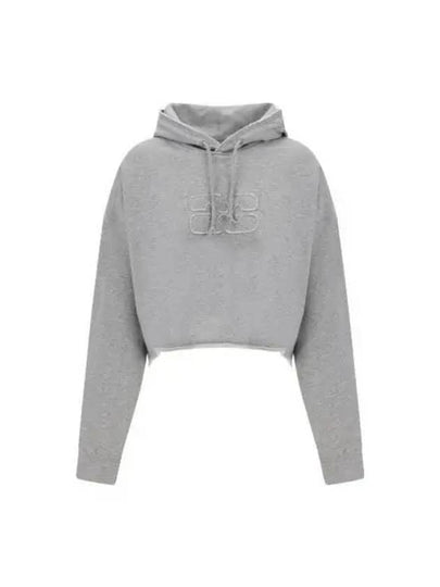 Isoli Crop Hoodie Grey - GANNI - BALAAN 2