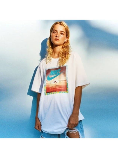 Aqua Photo Print Cotton Short Sleeve T-Shirt White - NIKE - BALAAN 2