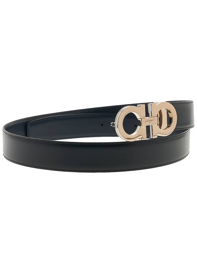 Reversible Gancini Leather Belt Black - SALVATORE FERRAGAMO - BALAAN 4