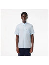 Men s Linen Short Sleeve Shirt Sky Blue - LACOSTE - BALAAN 1