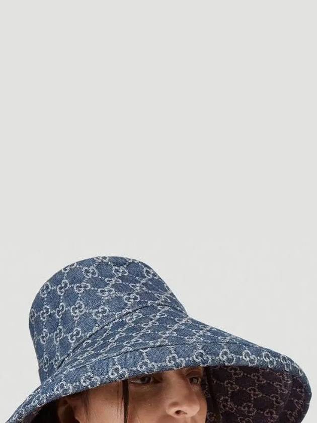 Washed Wide Denim Bucket Hat Blue - GUCCI - BALAAN 6