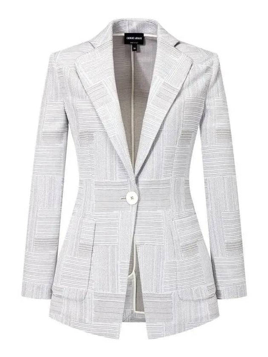 Women s Check Organization Single Jacket Light Gray 270987 - GIORGIO ARMANI - BALAAN 1