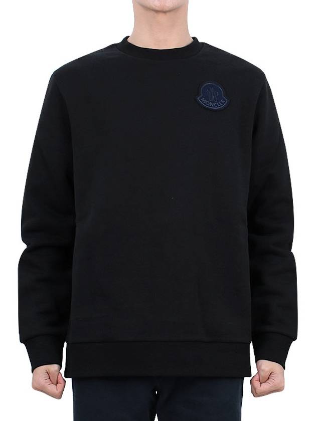 Men's Logo Crew Neck Cotton Fleece Sweatshirt Black - MONCLER - BALAAN 3