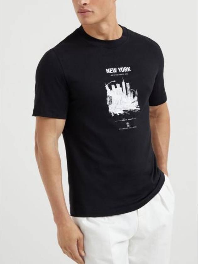 New York Print Short Sleeve T-Shirt Black - BRUNELLO CUCINELLI - BALAAN 6