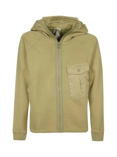 Garment Dyed One-Pocket Cotton Zip Up Hoodie Green - TEN C - BALAAN 2