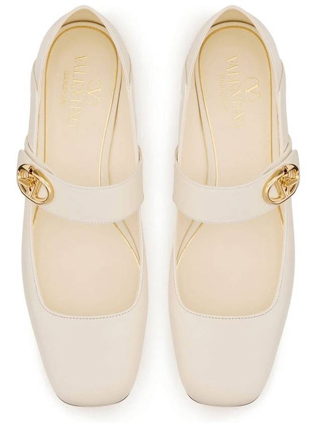 V Logo Rocker Mary Jane Ballerina White - VALENTINO - BALAAN 2