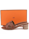 Oasis Calfskin Slipper Heels Gold Piqures Ecrues - HERMES - BALAAN 3