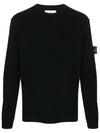 Wappen Patch Crew Neck Knit Top Black - STONE ISLAND - BALAAN 2