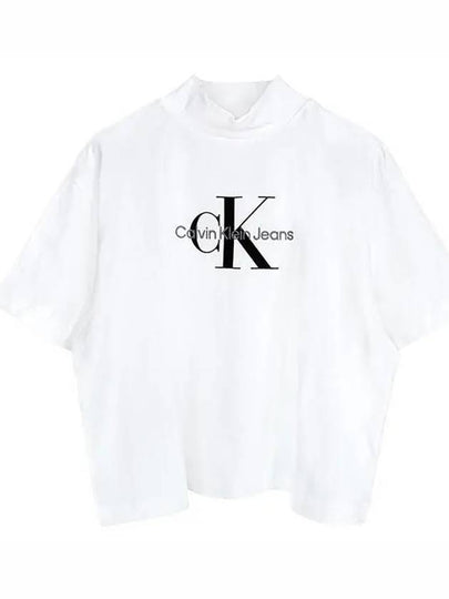 Monologo High Neck Short Sleeve T-Shirt White - CALVIN KLEIN - BALAAN 2