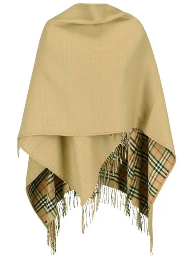 Women's Check Reversible Wool Cape Beige - BURBERRY - BALAAN 4