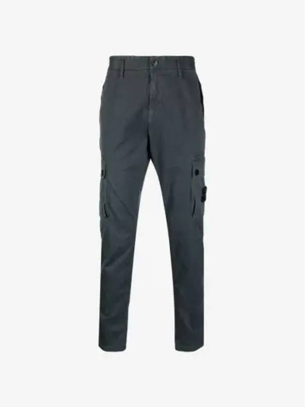 Garment Dyed Old Effect Stretch Broken Twill Cotton Cargo Pants Grey - STONE ISLAND - BALAAN 3