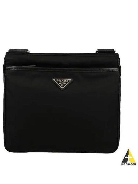 Triangle Logo Re-nylon Saffiano Leather Cross Bag Black - PRADA - BALAAN 2