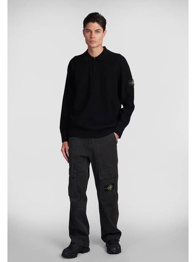 Half Zip Knit Polo Shirt Black - STONE ISLAND - BALAAN 3