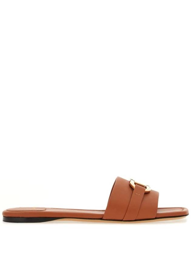 Gancini Ornament Flat Slide Brown - SALVATORE FERRAGAMO - BALAAN 2