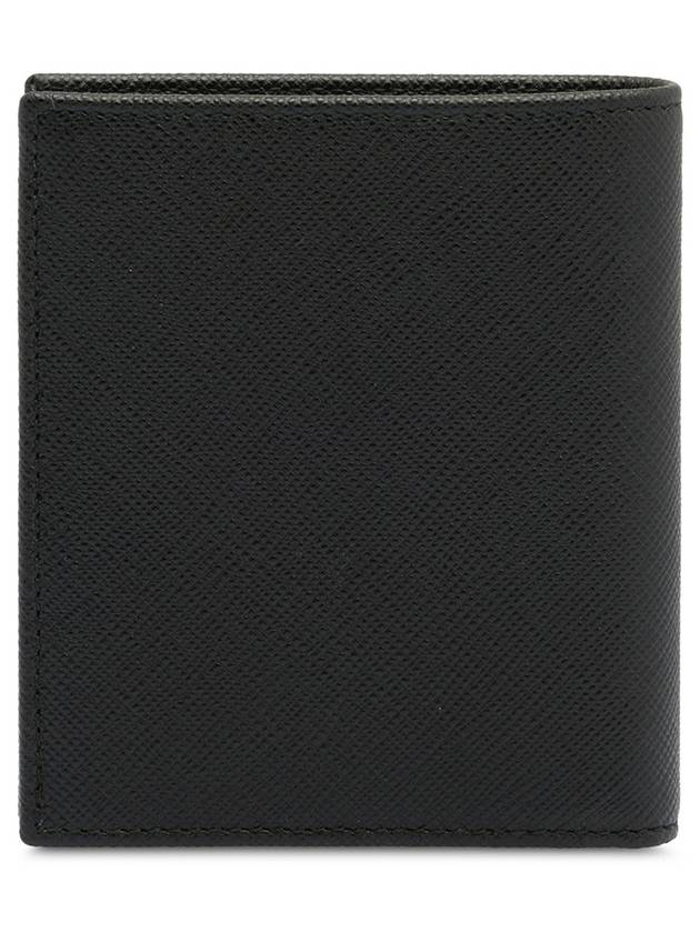 Triangular Logo Saffiano Half Wallet Black - PRADA - BALAAN 3